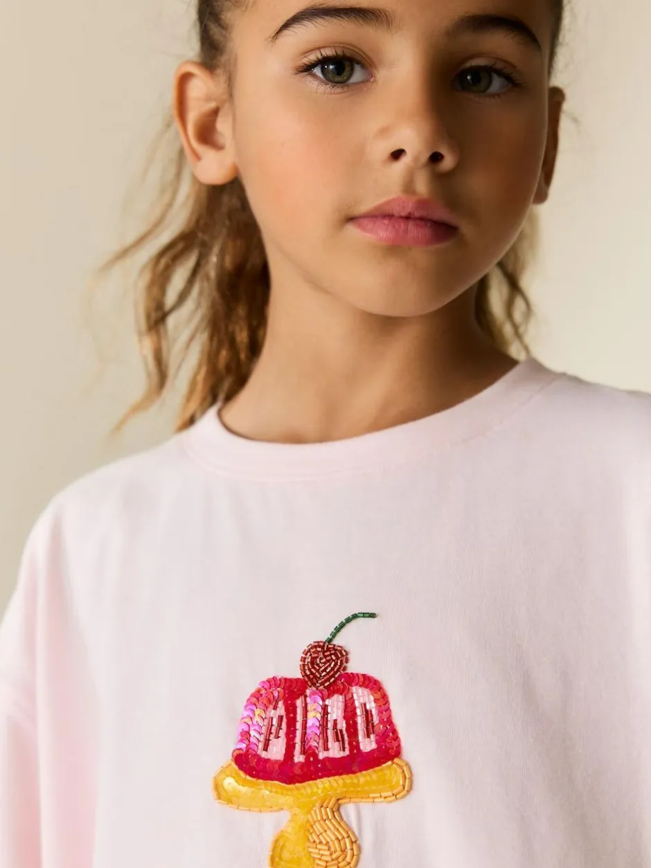 Next Beaded T-Shirt (3-16yrs) Pink Jelly Online