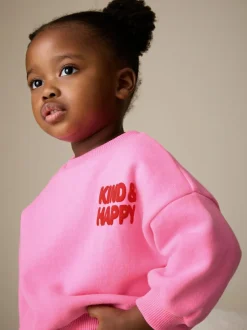 Next Pink Kind & Happy Crew Neck Sweatshirt (3mths-7yrs) Pink Kind & Happy Hot