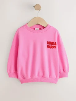 Next Pink Kind & Happy Crew Neck Sweatshirt (3mths-7yrs) Pink Kind & Happy Hot