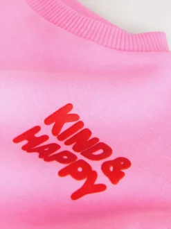 Next Pink Kind & Happy Crew Neck Sweatshirt (3mths-7yrs) Pink Kind & Happy Hot