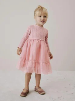 Next Knitted Occasion Dress (3mths-10yrs) Pink Hot