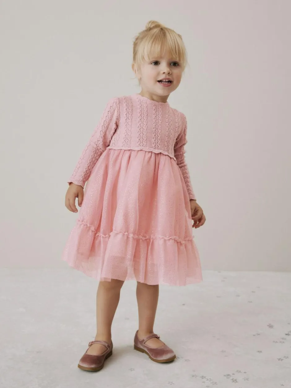 Next Knitted Occasion Dress (3mths-10yrs) Pink Hot
