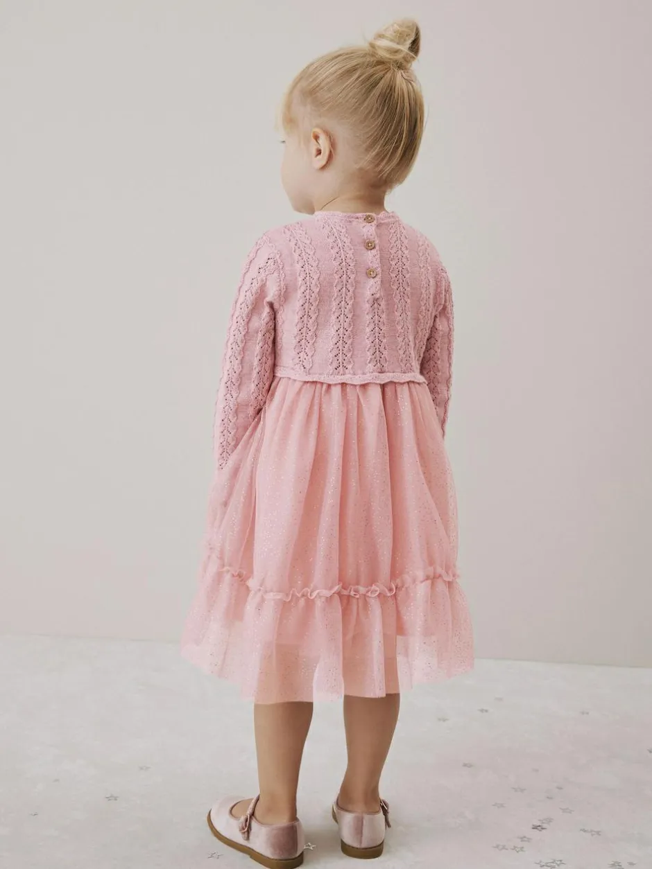 Next Knitted Occasion Dress (3mths-10yrs) Pink Hot