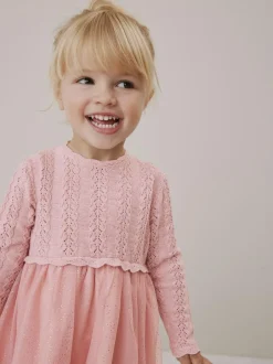 Next Knitted Occasion Dress (3mths-10yrs) Pink Hot