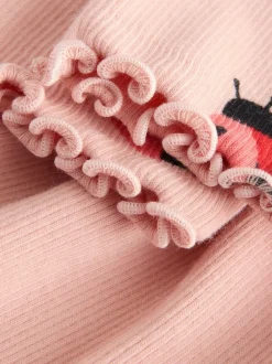 Next Pink Ladybird Long Sleeve Ribbed Dress (3mths-7yrs) Outlet