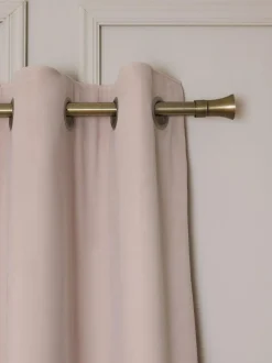 Next Pink Light Rose Matte Velvet Fringe Blackout/Thermal Eyelet Curtains New