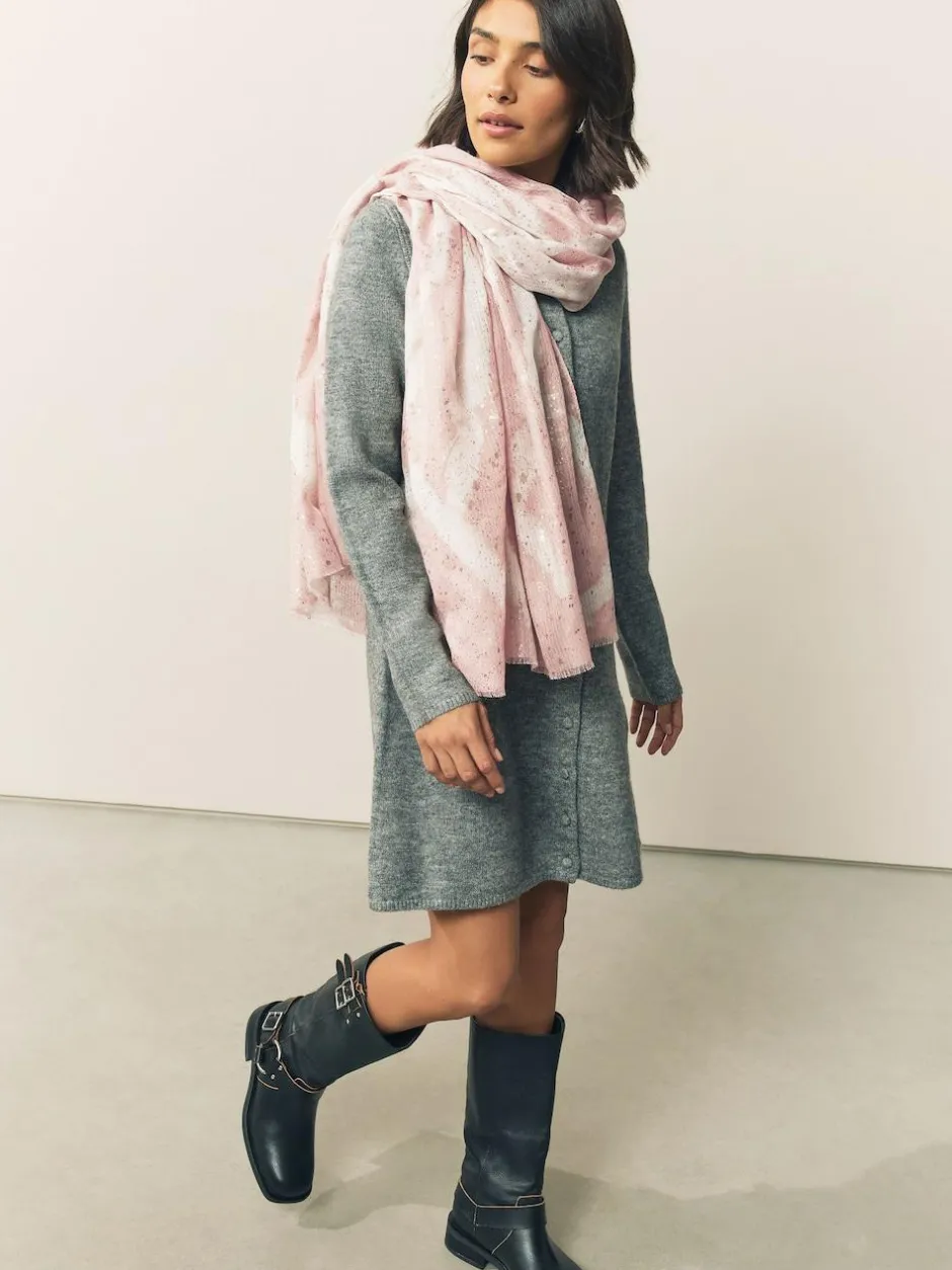 Next Pink Marble Foil Lightweight Scarf Online