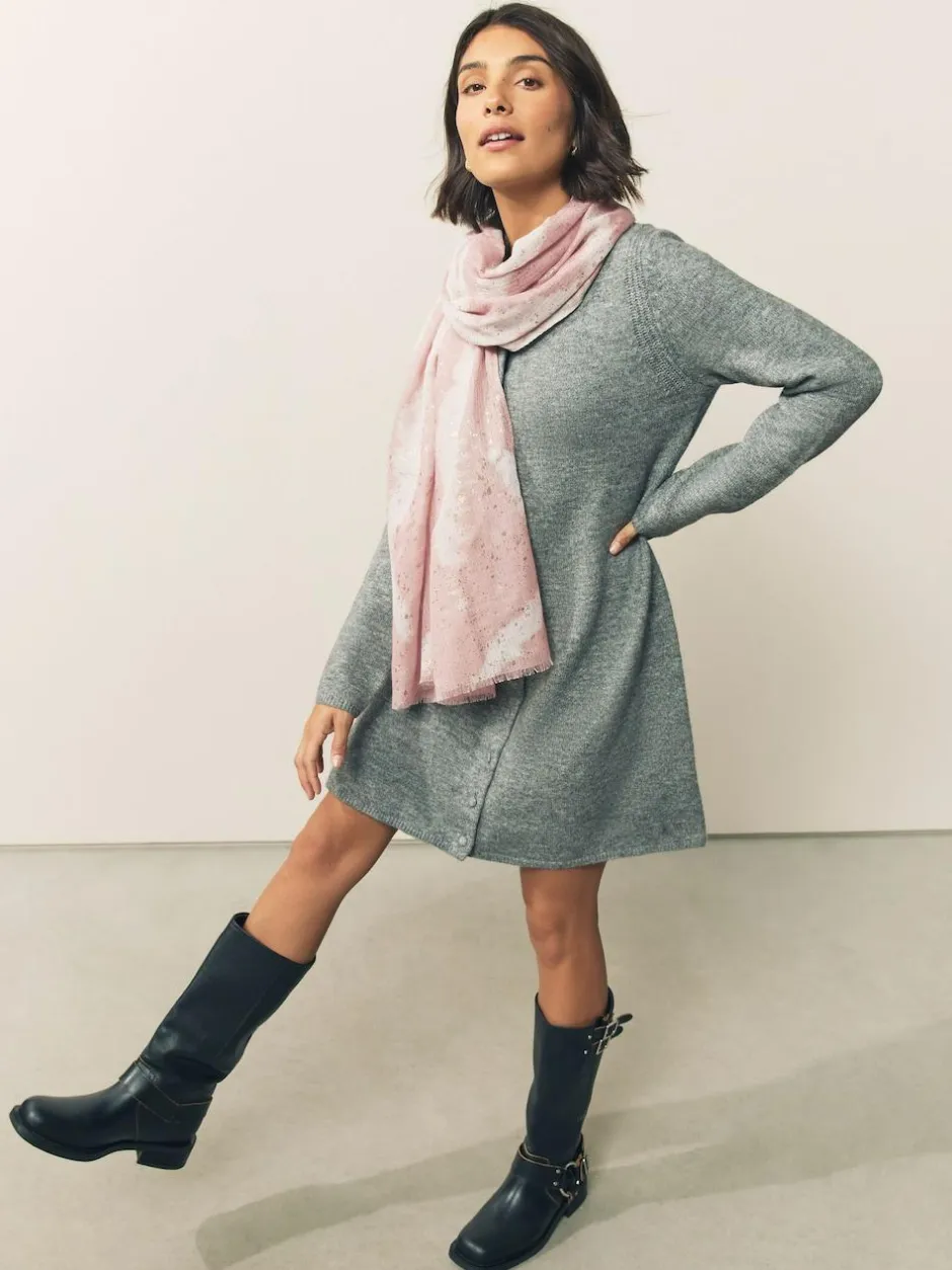 Next Pink Marble Foil Lightweight Scarf Online