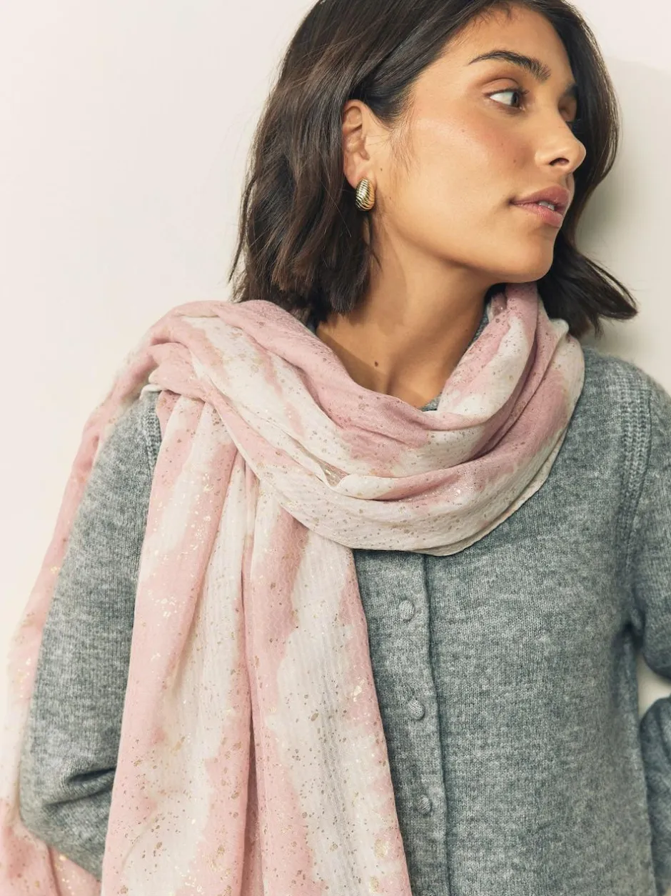 Next Pink Marble Foil Lightweight Scarf Online