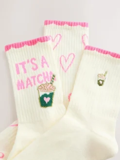 Next Pink Matcha Cushion Sole Sports Ankle Socks 3 Pack Clearance