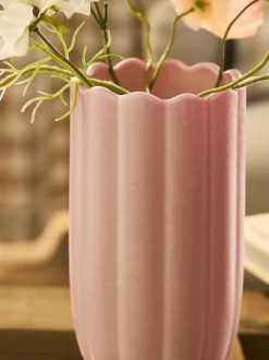 Next Pink Mini Ceramic Scalloped Vase New