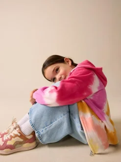 Next Pink Multi Tie Dye Zip Through Hoodie (3-16yrs) Outlet
