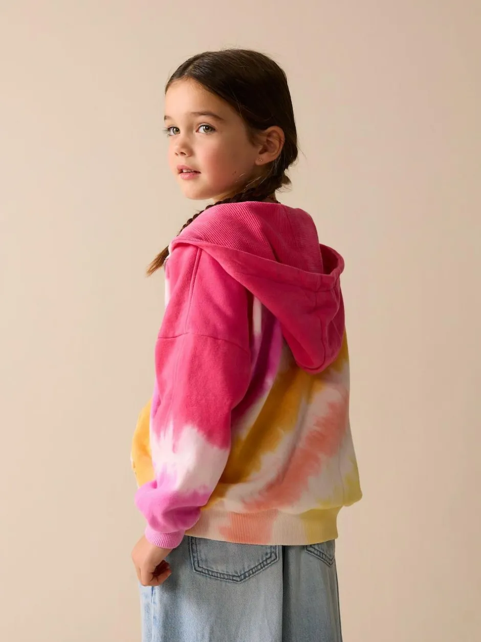 Next Pink Multi Tie Dye Zip Through Hoodie (3-16yrs) Outlet