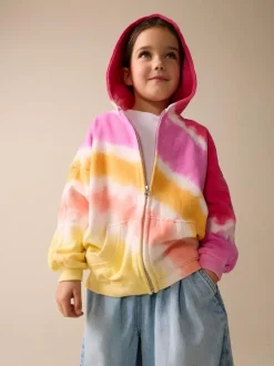 Next Pink Multi Tie Dye Zip Through Hoodie (3-16yrs) Outlet
