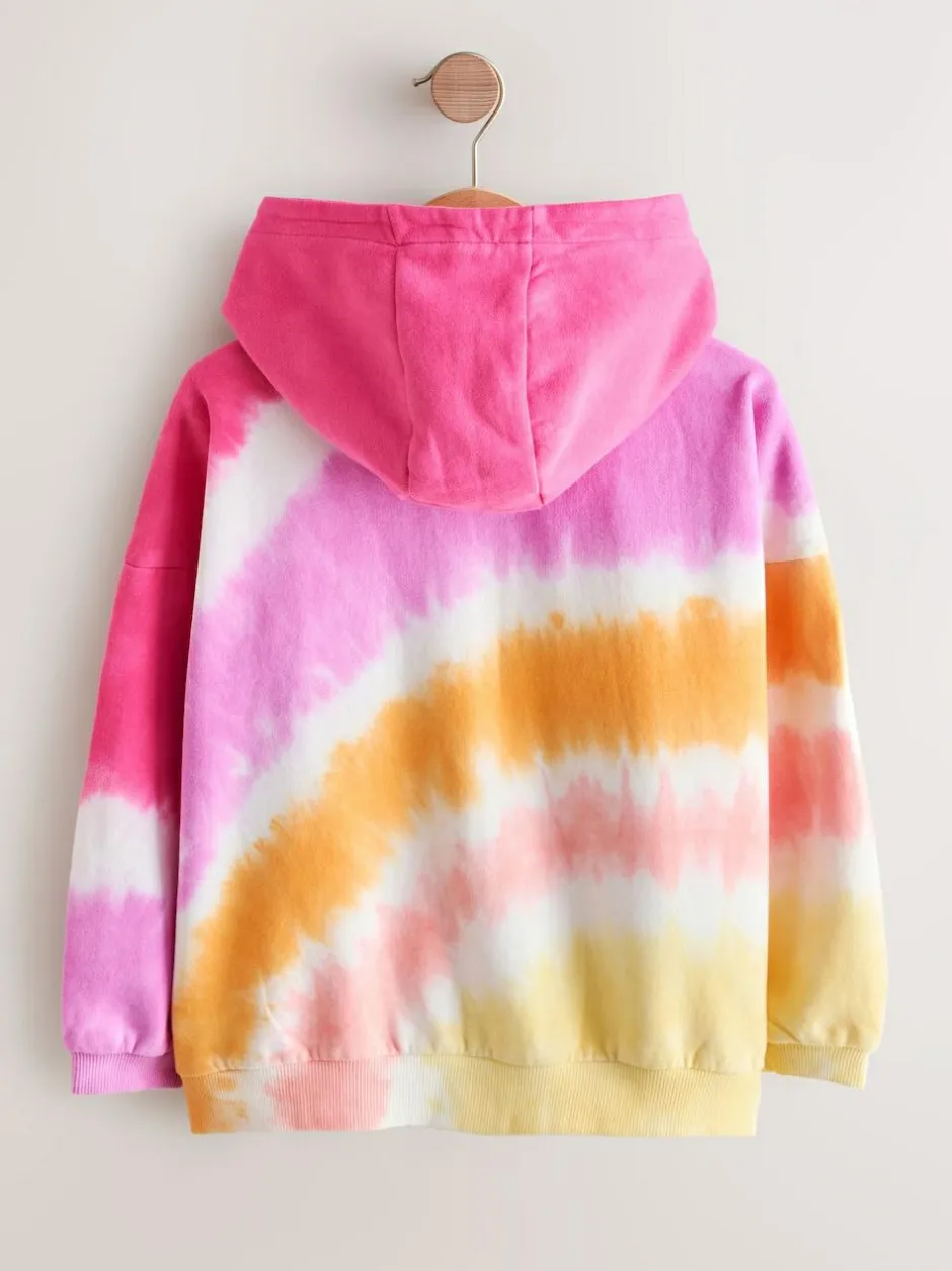 Next Pink Multi Tie Dye Zip Through Hoodie (3-16yrs) Outlet