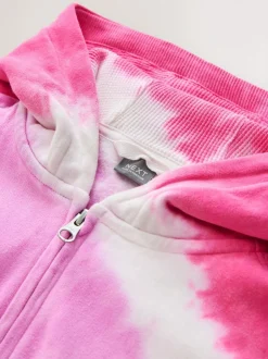 Next Pink Multi Tie Dye Zip Through Hoodie (3-16yrs) Outlet