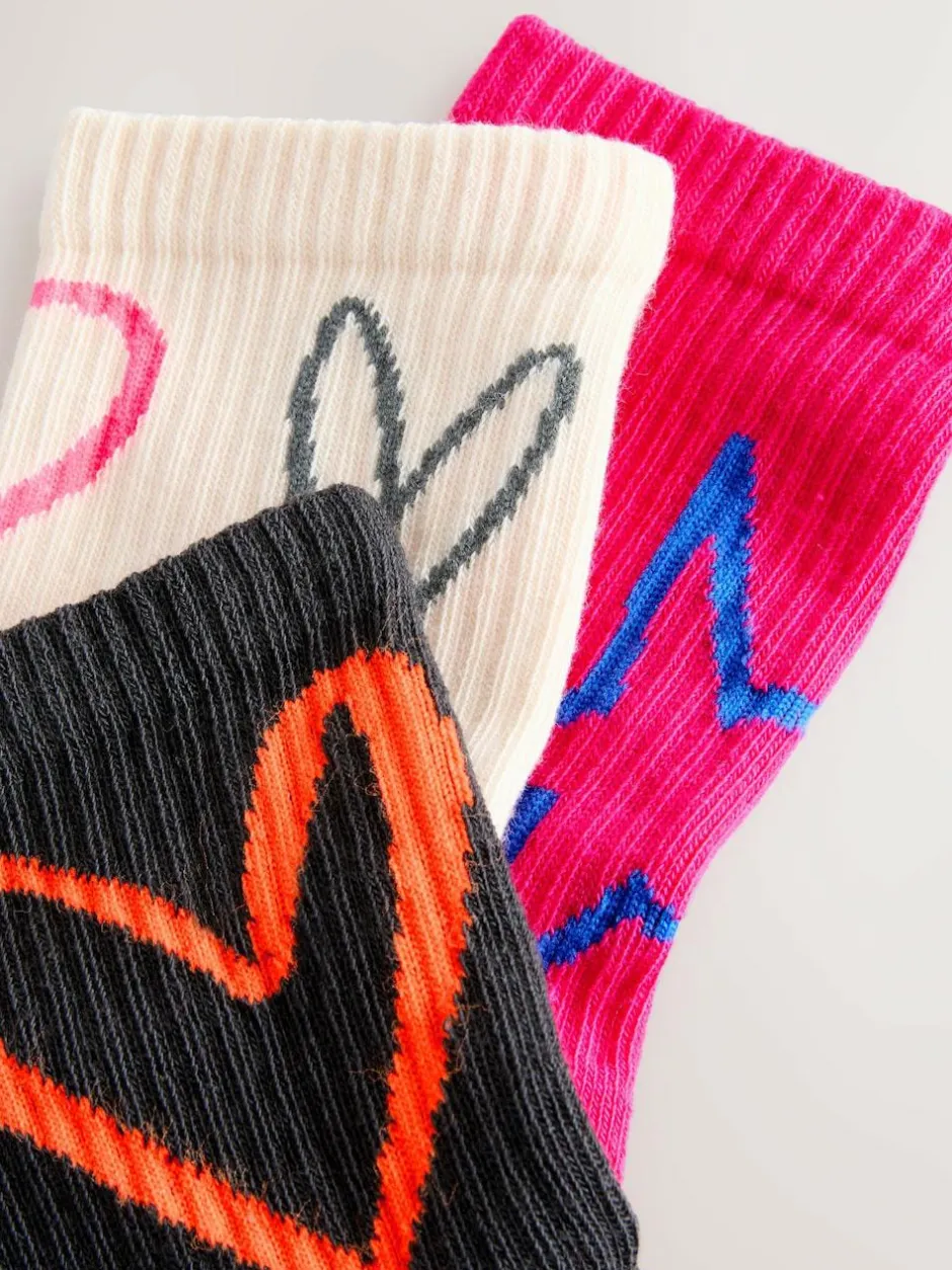 Next Pink Oatmeal and Charcoal Grey Cotton Rich Cushioned Sole Ankle Socks 3 Pack Best