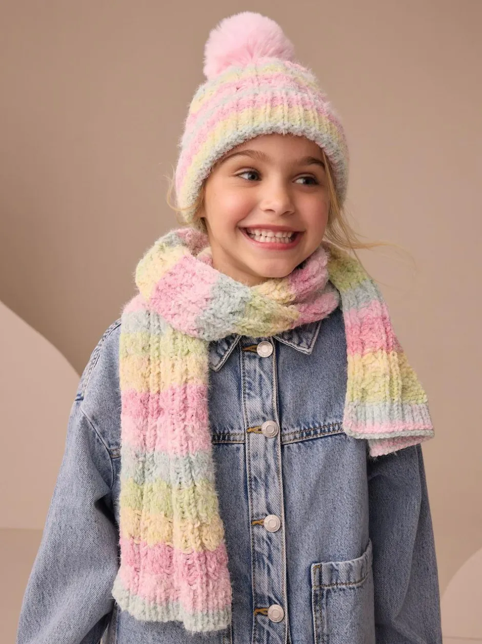 Next Beanie And Snood Set (1-13yrs) Pink Rainbow Discount