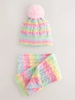 Next Beanie And Snood Set (1-13yrs) Pink Rainbow Discount