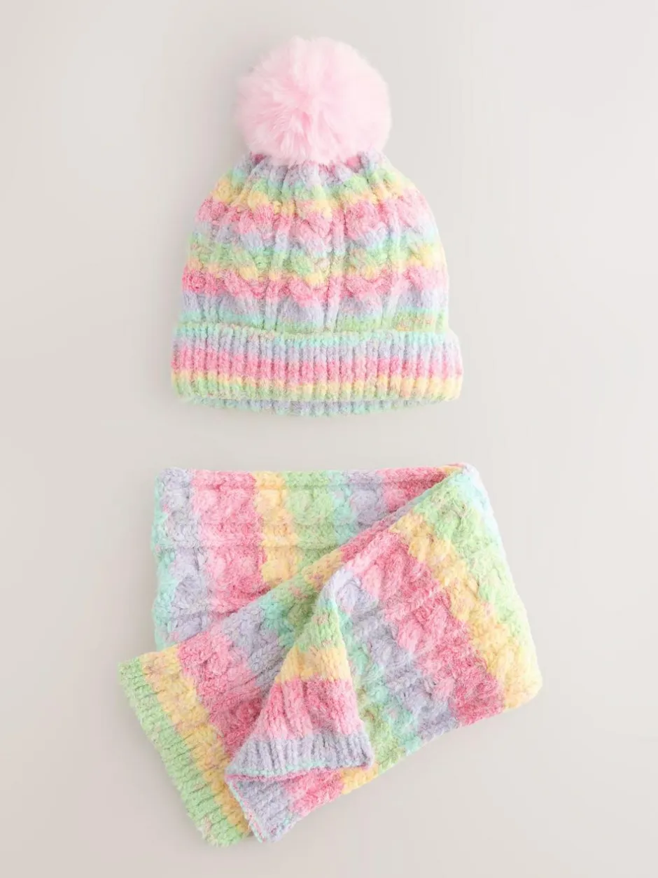 Next Beanie And Snood Set (1-13yrs) Pink Rainbow Discount