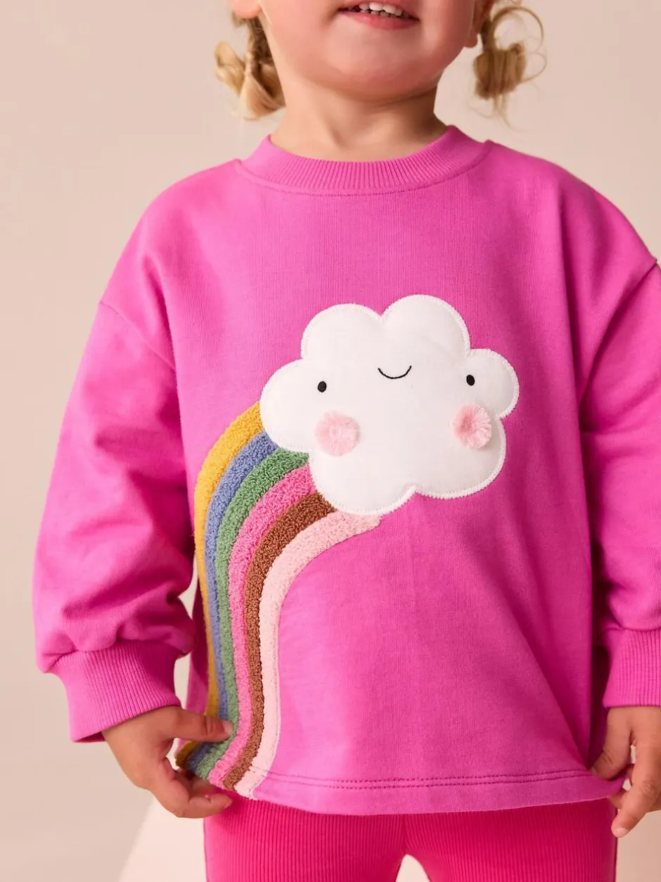Next Pink Rainbow Cloud Character Long Sleeve T-Shirt (3mths-7yrs) New