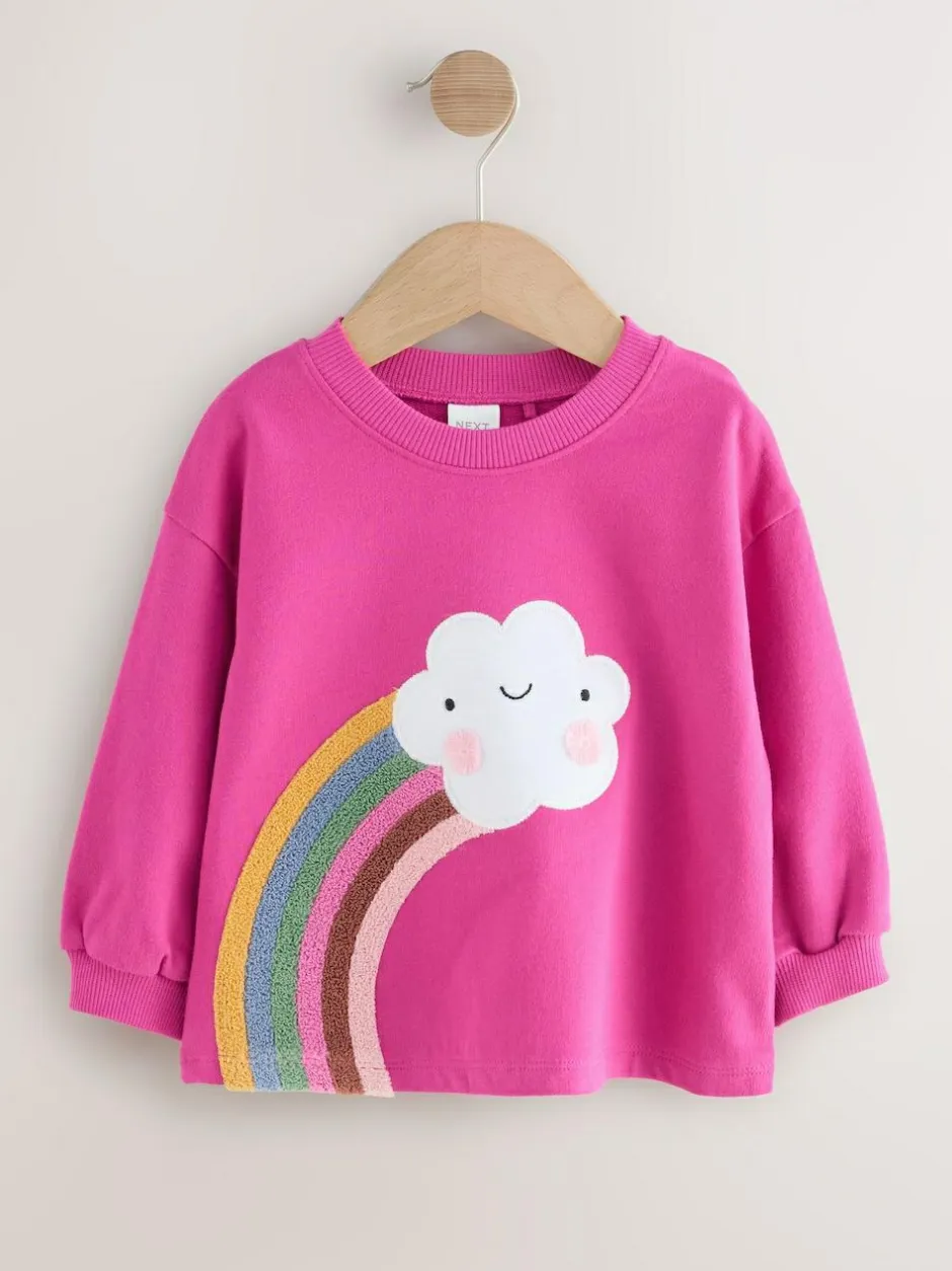 Next Pink Rainbow Cloud Character Long Sleeve T-Shirt (3mths-7yrs) New