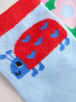 Next Pink Red and Green Cotton Rich Charcter Ankle Socks 5 Pack Clearance