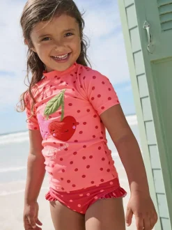 Next Short Sleeved Sunsafe Swim Set (3mths-10yrs) Pink/ Red Cherry Best