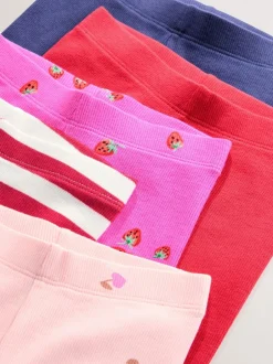 Next Ribbed Leggings 5 Pack (3mths-7yrs) Pink Outlet