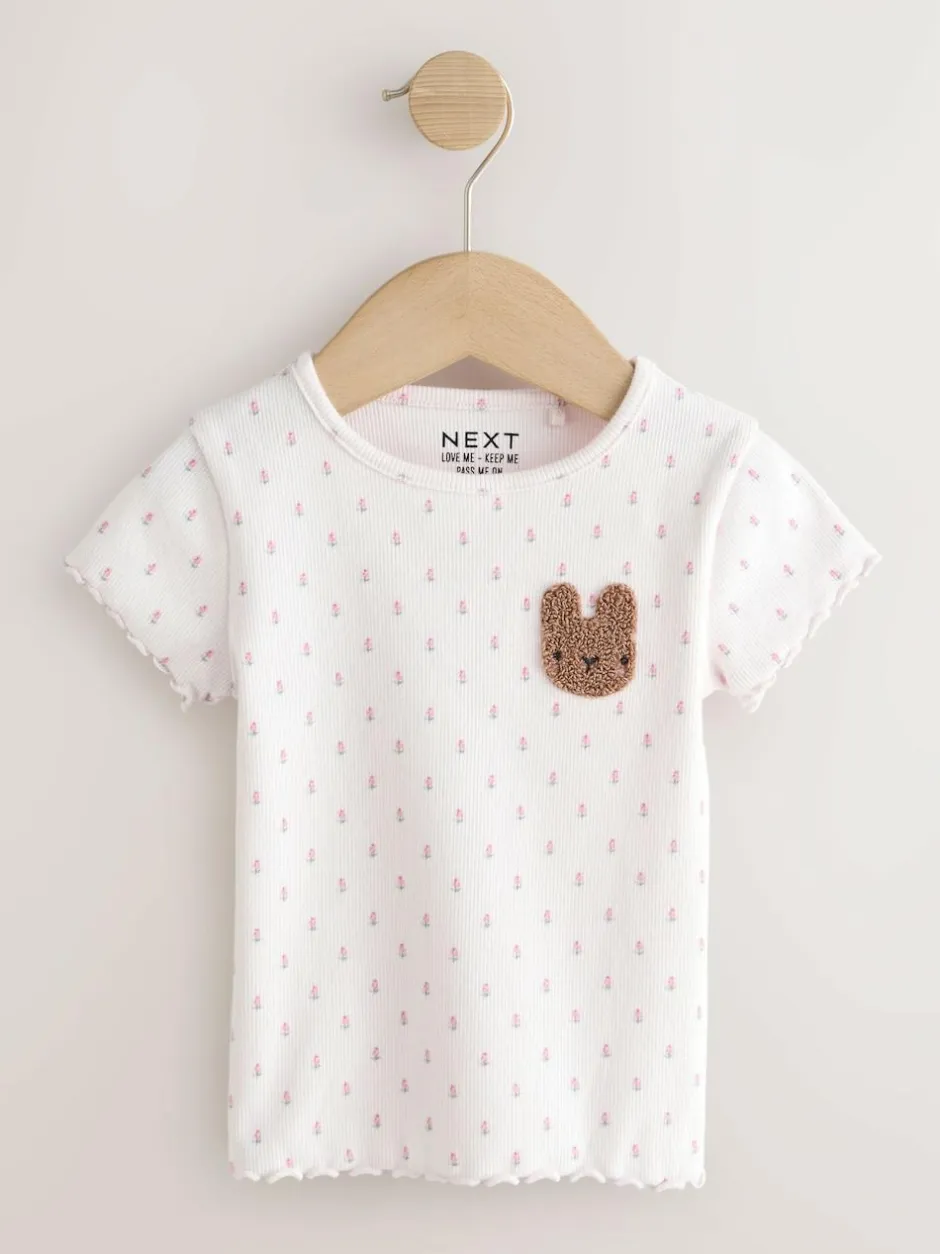 Next Pink Ribbed Short Sleeve Tops 5 Pack (3mths-7yrs) Discount