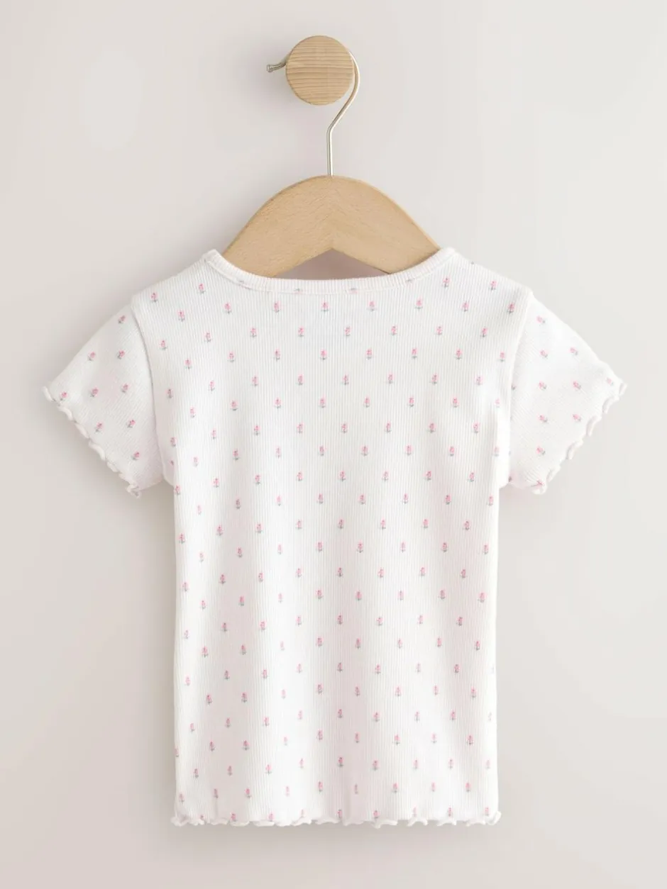 Next Pink Ribbed Short Sleeve Tops 5 Pack (3mths-7yrs) Discount