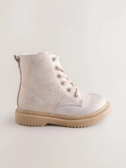Next Standard Fit (F) Lace-Up Ankle Boots Pink Shimmer Discount