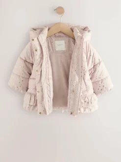 Next Shower Resistant Padded Coat With Frill Hem (3mths-7yrs) Pink Outlet