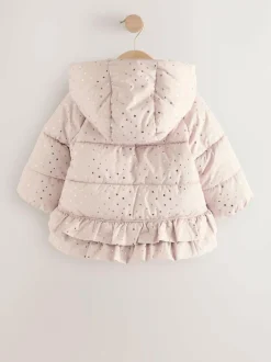 Next Shower Resistant Padded Coat With Frill Hem (3mths-7yrs) Pink Outlet