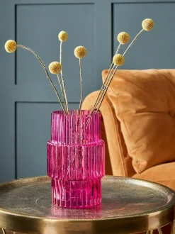 Next Small Ribbed Glass Vase Pink New