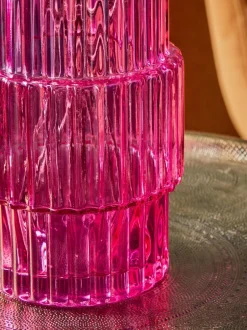 Next Small Ribbed Glass Vase Pink New