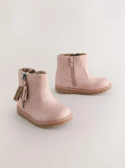 Next Pink Standard Fit (F) Chelsea Zip Tassel Ankle Boots Best