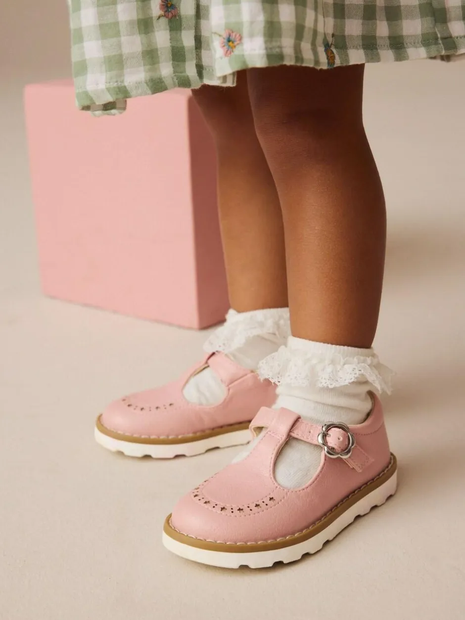 Next Standard Fit (F) T-Bar Shoes Pink Discount