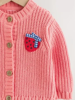 Next Baby Embroidered Back Cardigan (0mths-2yrs) Pink Strawberry Outlet