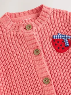Next Baby Embroidered Back Cardigan (0mths-2yrs) Pink Strawberry Outlet