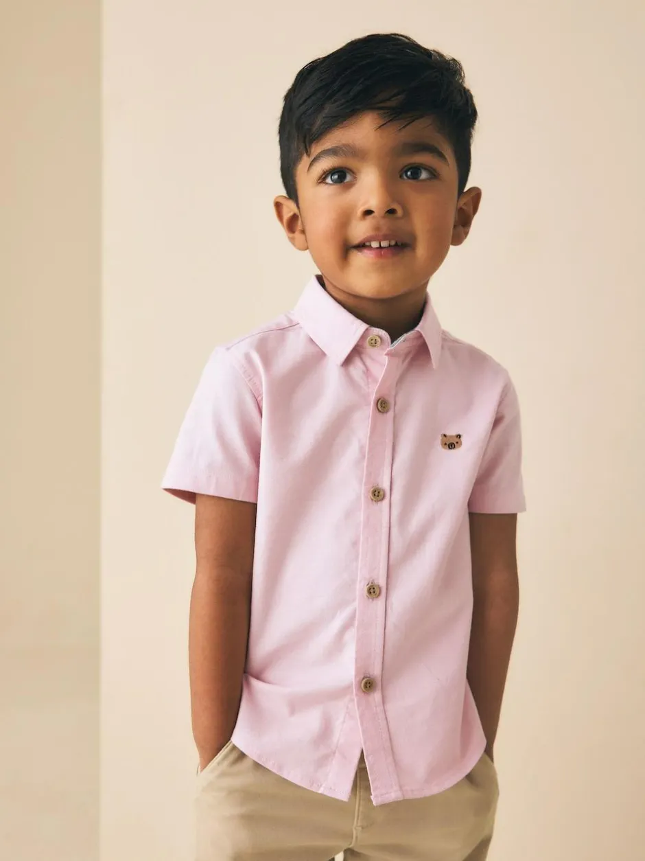 Next Short Sleeve Long Sleeve Oxford Shirt (3mths-7yrs) Pink Stripe Character