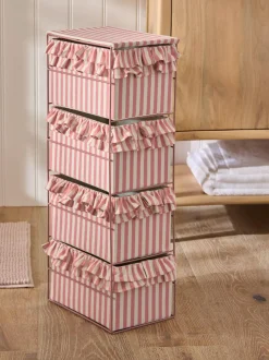 Next Pink Stripe Frill Storage Drawers Discount