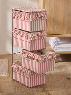 Next Pink Stripe Frill Storage Drawers Discount