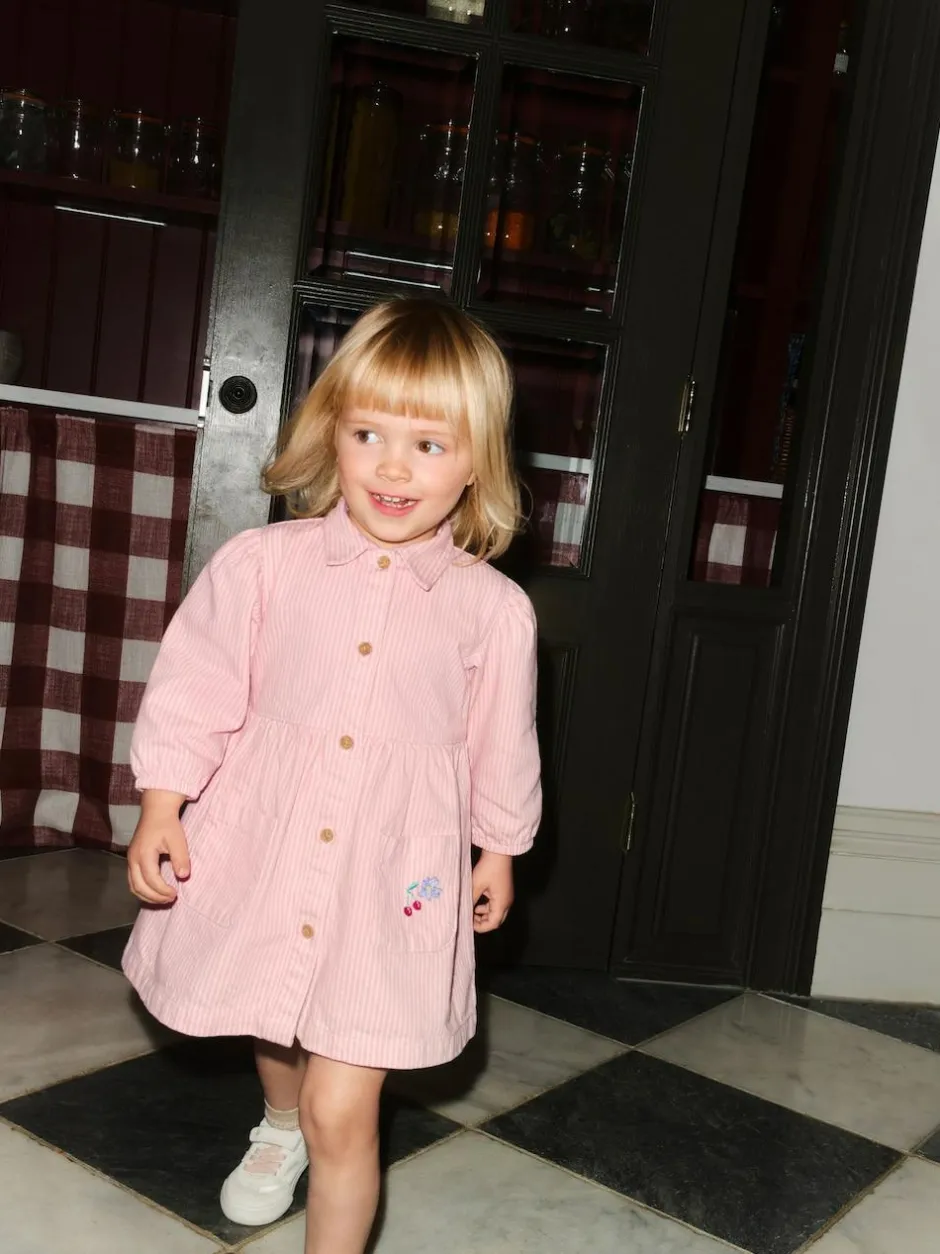 Next Long Sleeve Cotton Dress (3mths-8yrs) Pink Stripe Online