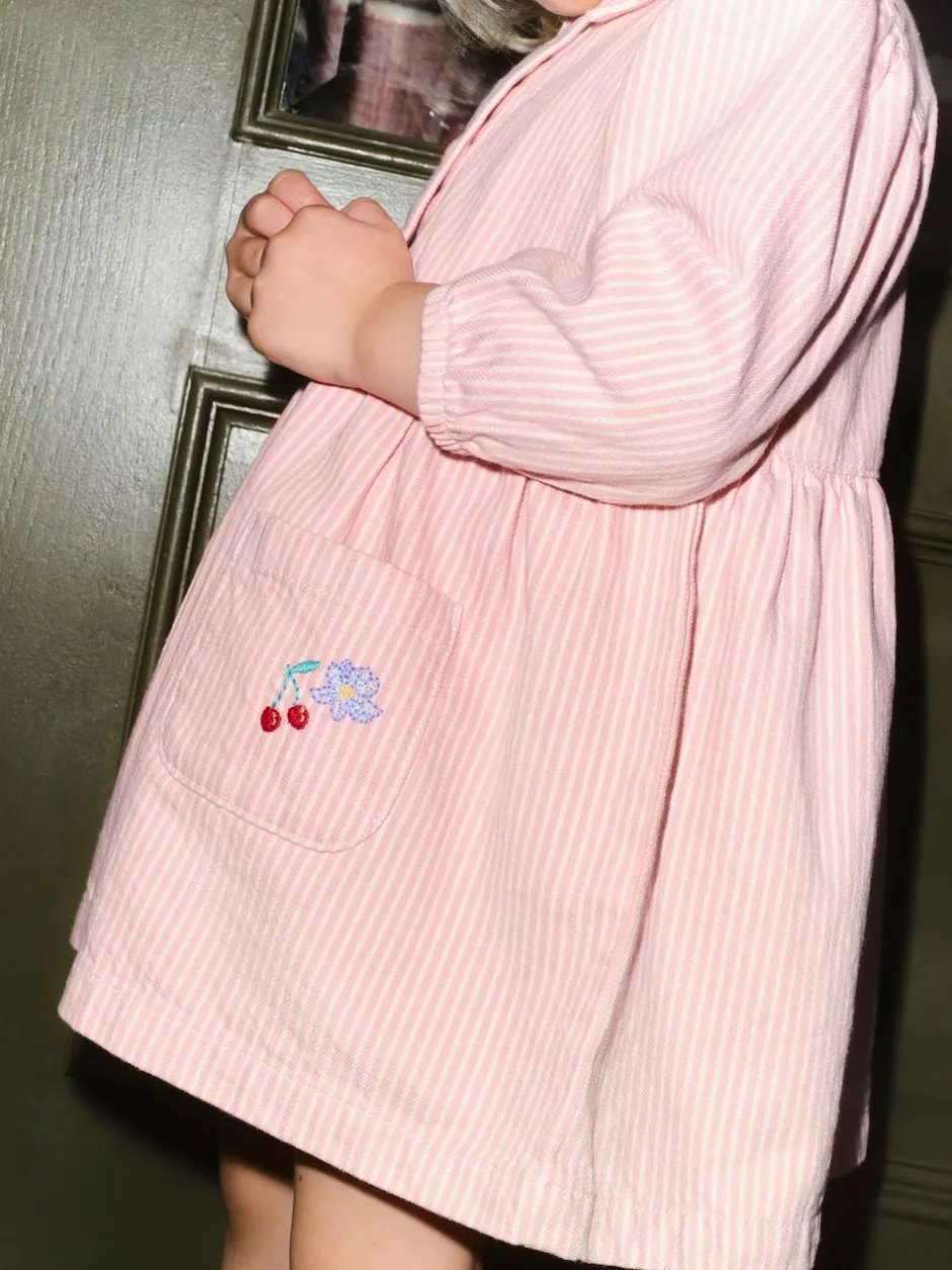 Next Long Sleeve Cotton Dress (3mths-8yrs) Pink Stripe Online