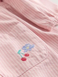Next Long Sleeve Cotton Dress (3mths-8yrs) Pink Stripe Online