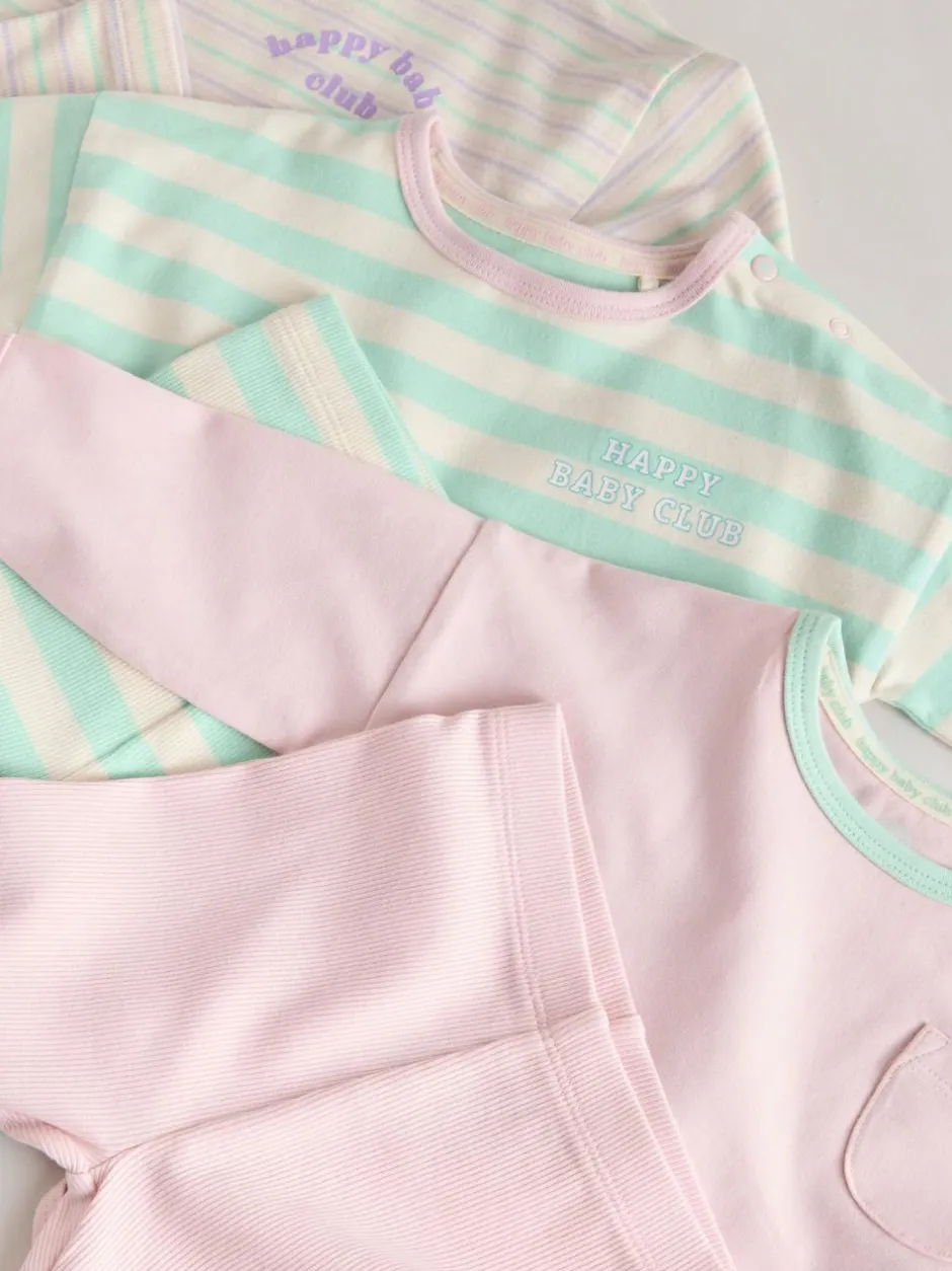Next Pink Stripe Long Sleeve Top And Leggings Set 6 Piece (0mths-3yrs) Clearance