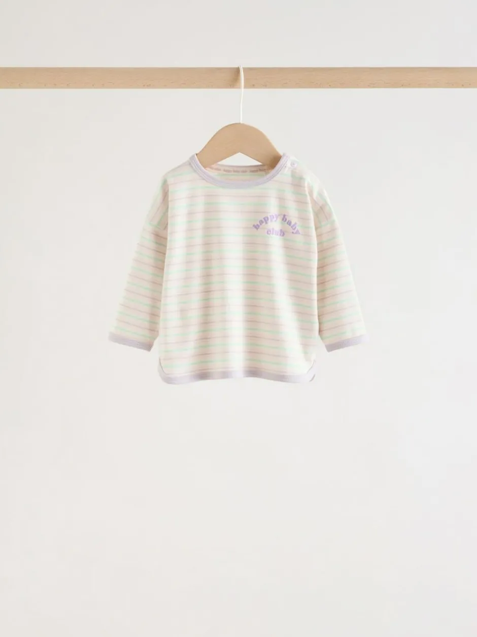 Next Pink Stripe Long Sleeve Top And Leggings Set 6 Piece (0mths-3yrs) Clearance