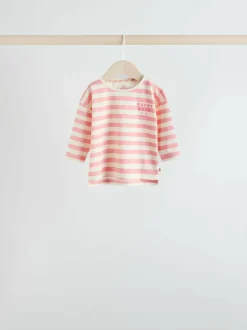 Next Pink Stripe/Slogan Long Sleeve Baby Tops 4 Pack (0mths-2yrs) Discount