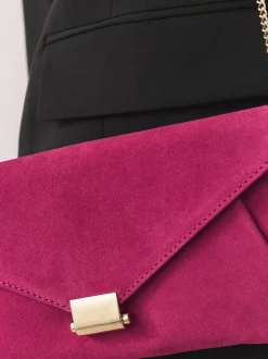 Next Pink Suede Clutch Bag Clearance